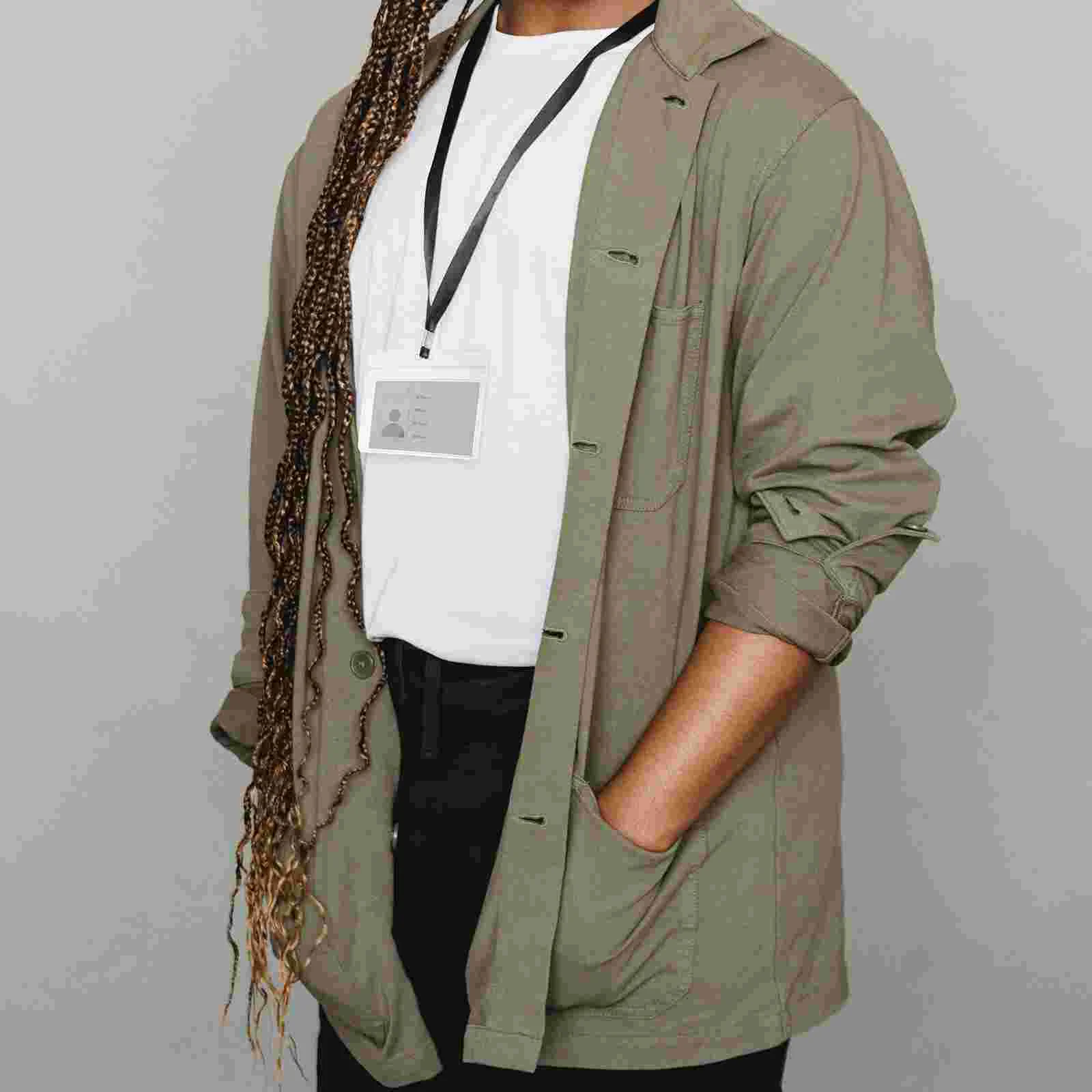 10 Pcs PVC Card Cover ID Badge Holder Transparent Employee Work Badge Lanyard Portable Hanging Practical Design Safety