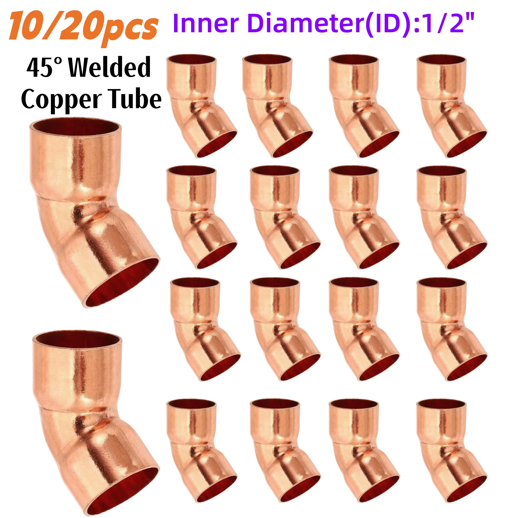 

Медный коленчатый фитинг, нажимная труба с внутренним диаметром 1/2 дюйма, подходит для жилой и коммерческой сантехнической сварки