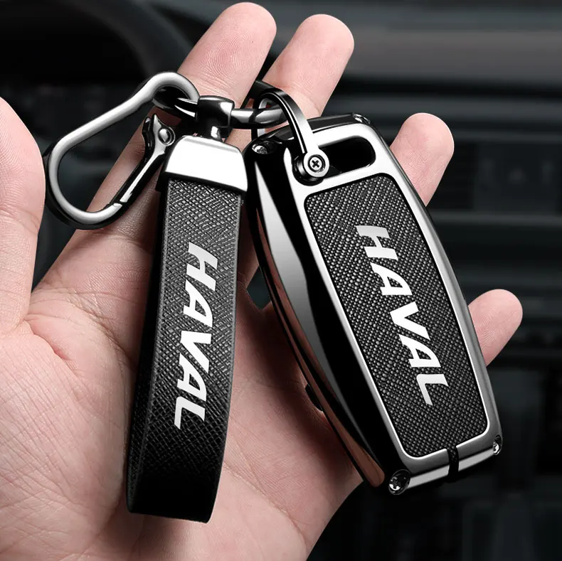 Fernbedienungs-Autoschlüsselhülle aus Leder für Great Wall Haval Jolion H9 H6 F7 F7X F7H H7 H8 GMW Dargo mit Metallhülle und Schlüsselanhänger – Detail 12