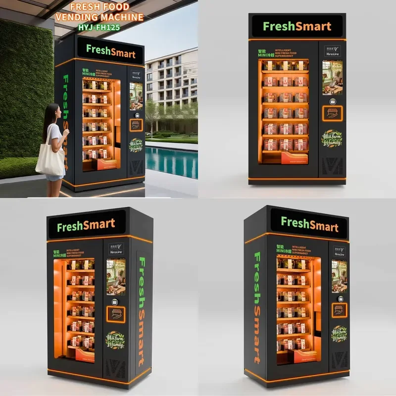 24 Hour Smart Touch Screen Frozen Food Elevator Vending Machine for Fresh Fruit Salad Sushi Meat Flower Vegetable
