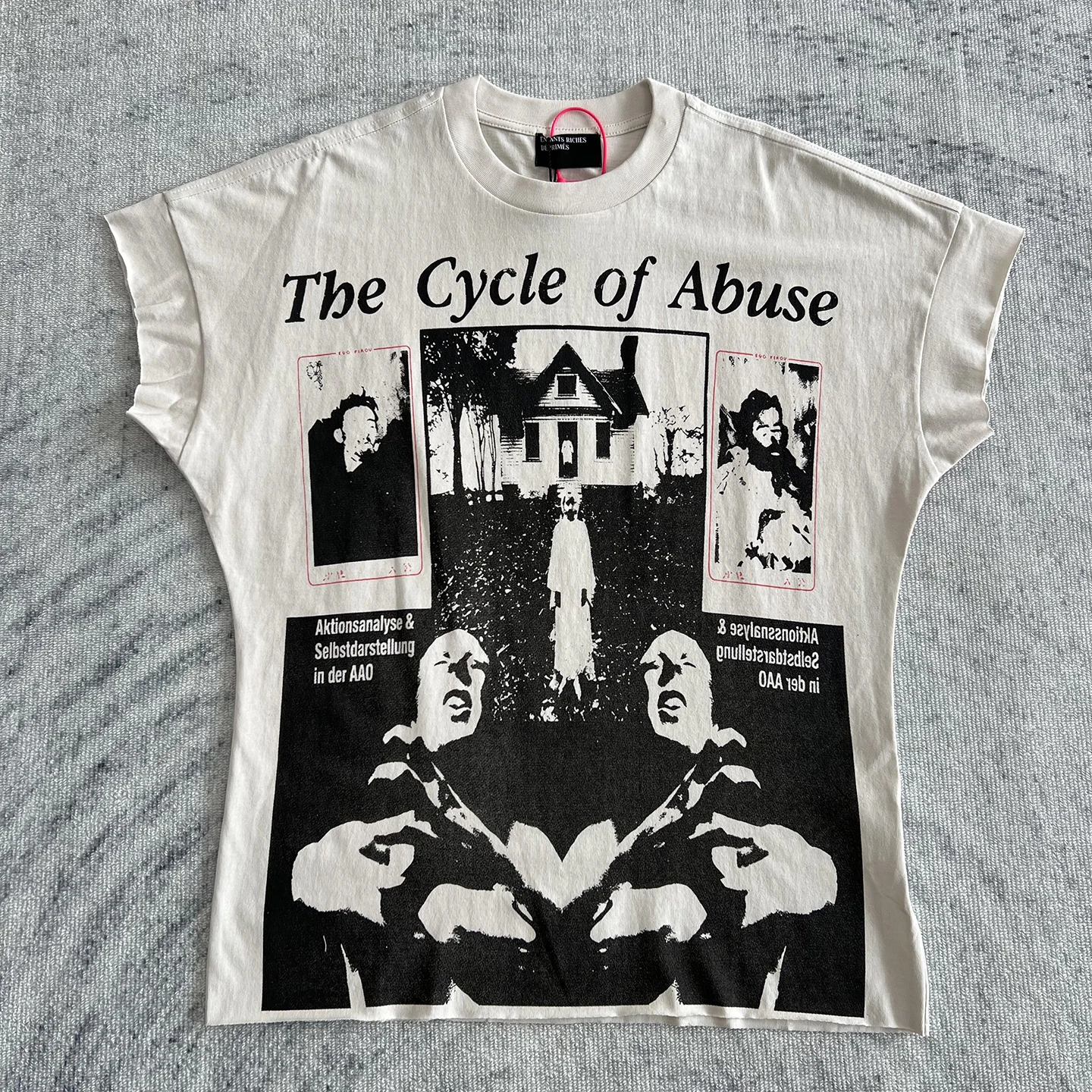 Retro Dark Illustration Sleeveless T-Shirt Men's Loose round Neck Vintage Style High Street Fashion Casual Cotton Top