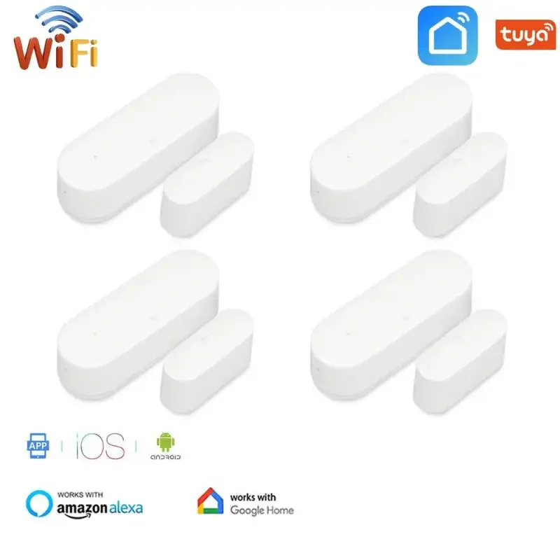 Sensor de porta inteligente Tuya, detectores abertos fechados, aplicativo Smart Life, sensor de janela WiFi, trabalhar com Alexa, Google Home