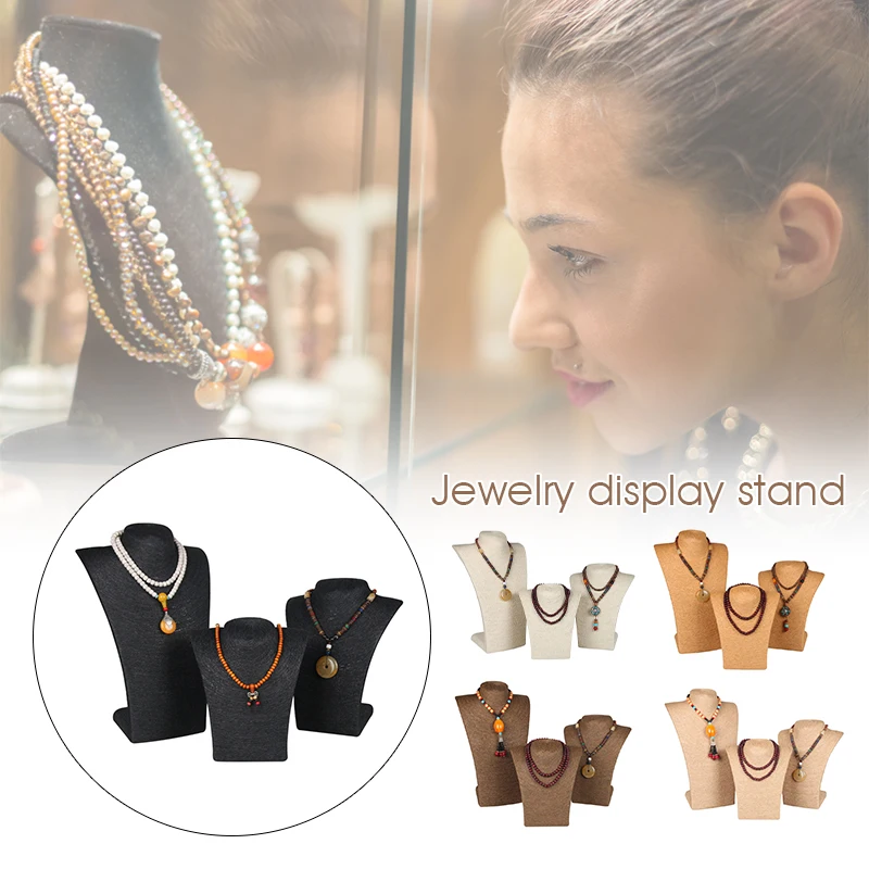 1Pc Jewelry Display Rack Model Bust Show Exhibitor Hemp Rope Necklace Pendants Display Shelf Mannequin Jewellery Stand Organizer