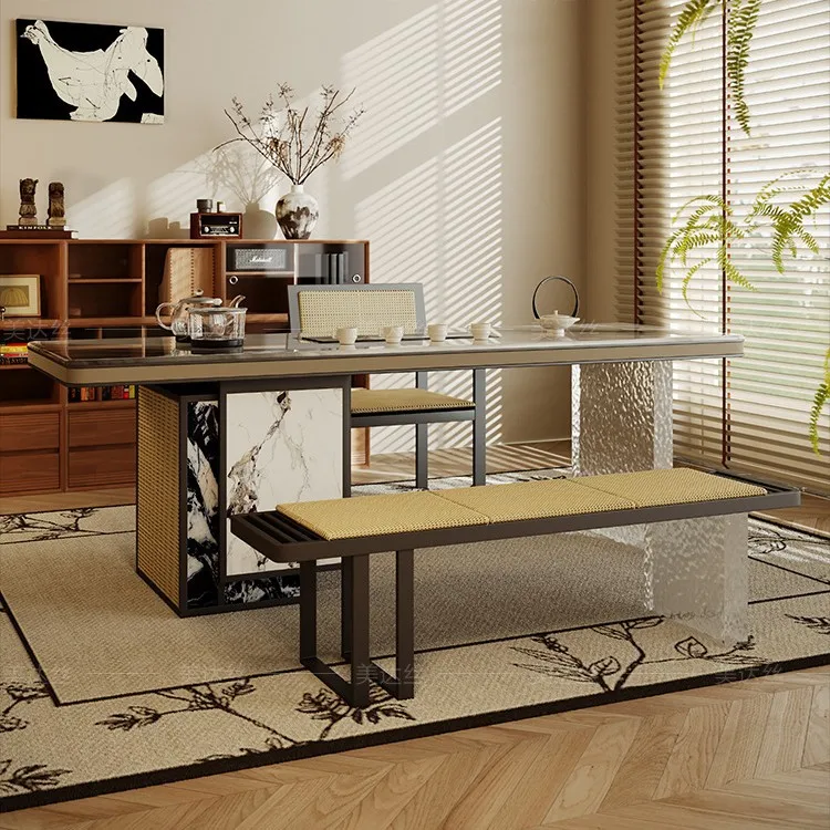 Suspended tea table Balcony Marble tea room Tea table chair