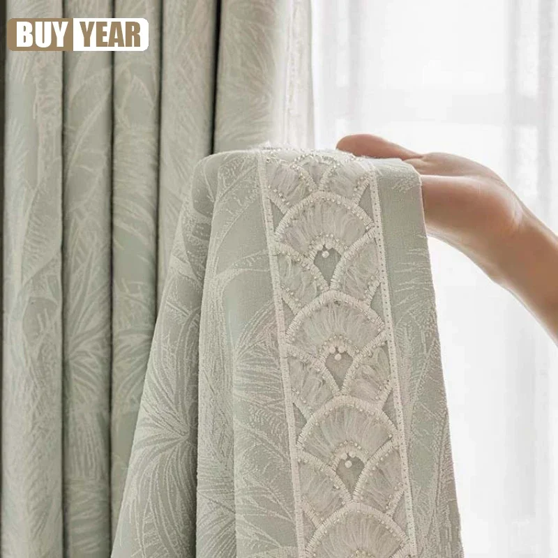 New High-precision Embossed Jacquard Curtain French Retro American Light Luxury Finished Curtains For Living Dining Room Bedroom