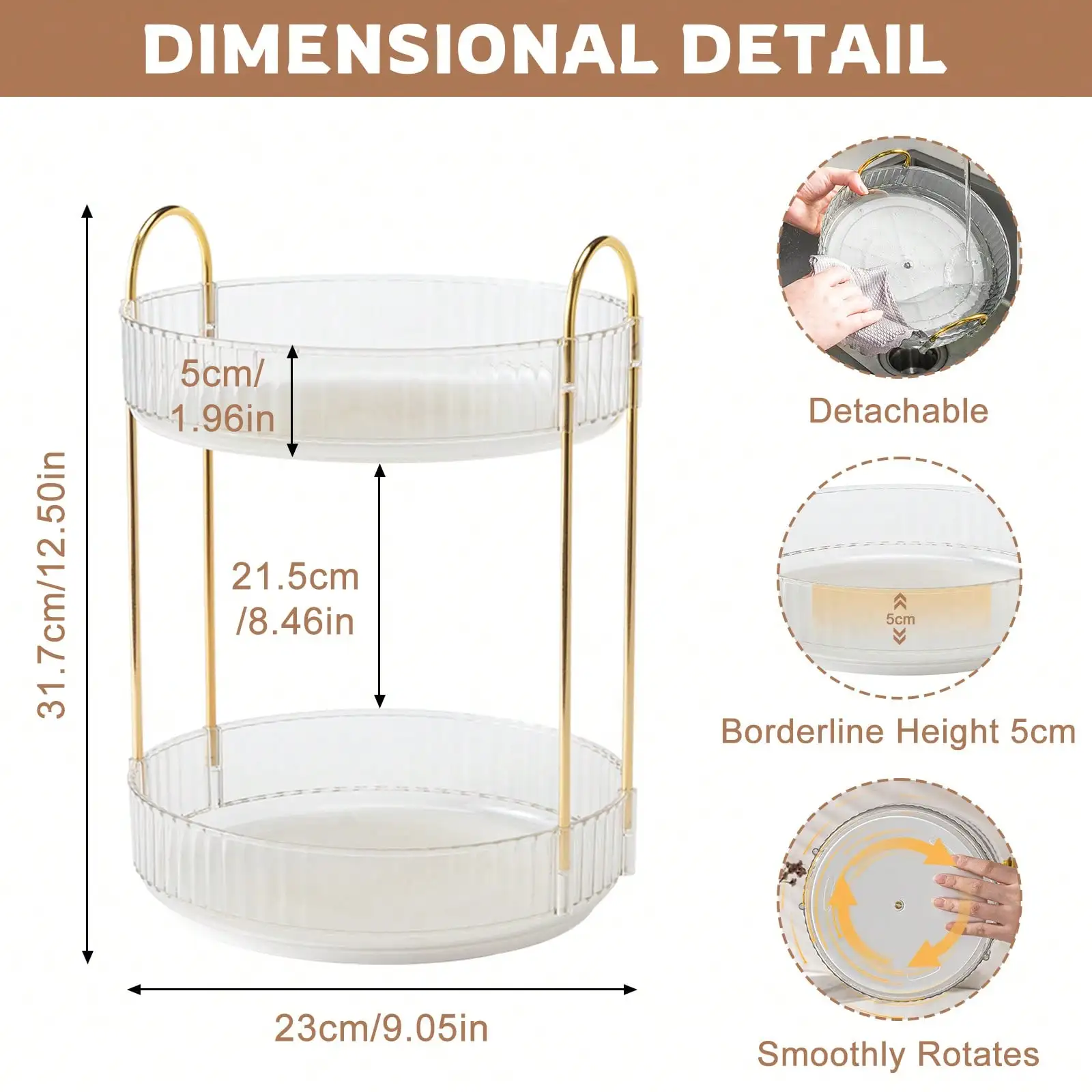 Rotating Multi-Layer Makeup And Perfume Organizer Two Layers White