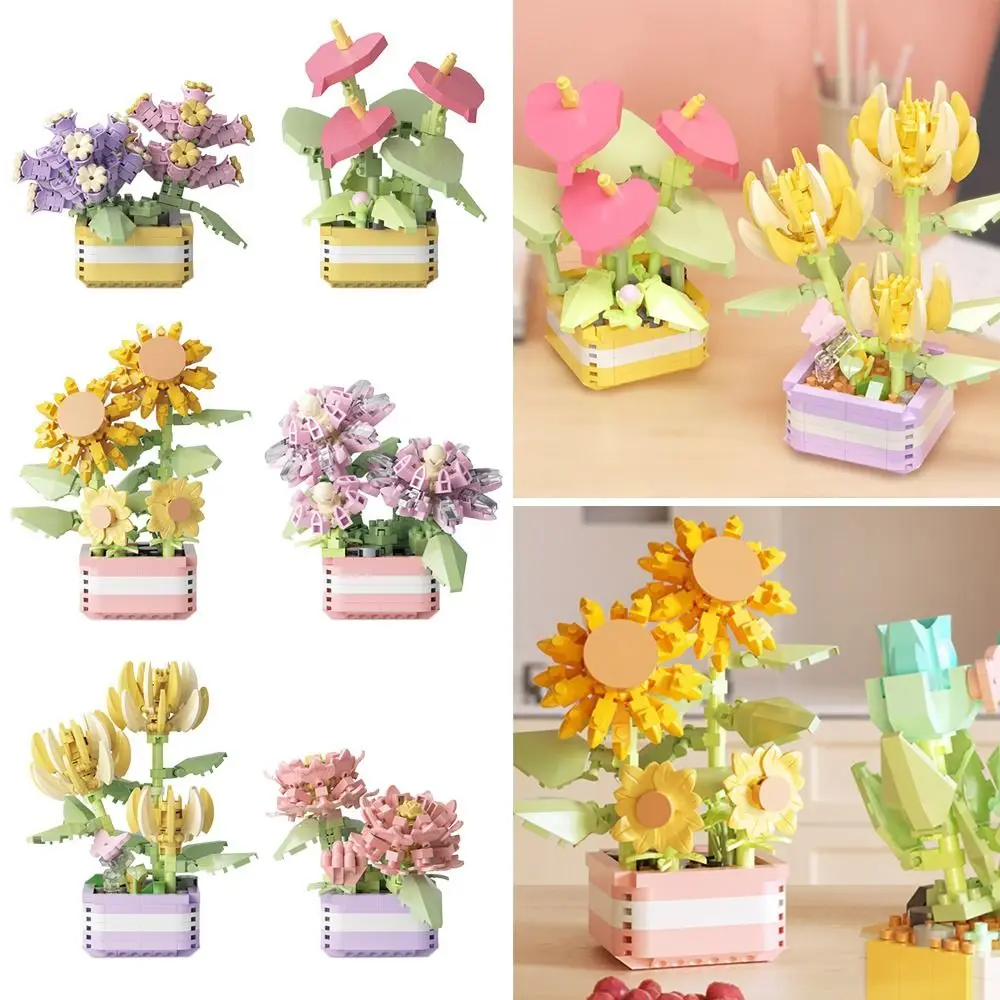 

Everlasting Flower Building Blocks Romantic Home Decor Bonsai Tree Botanical Collection DIY Micro Bricks Kids Kits Toys