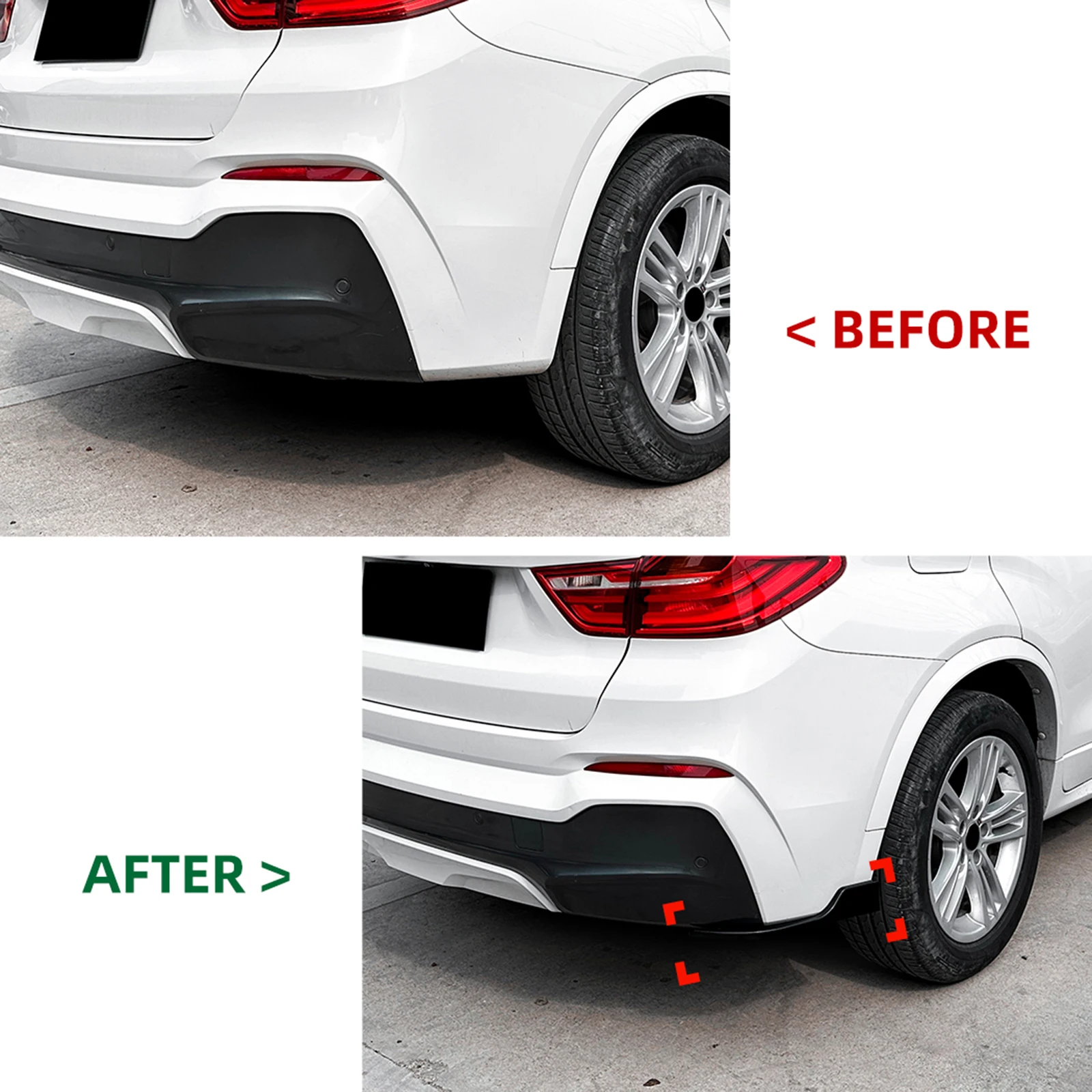 

For BMW X4 F26 M Sport 2014-2018 Car Rear Bumper Side Skirt 2PCS Car Lower Spoiler Diffuser Splitter Corner Trim Body Kit