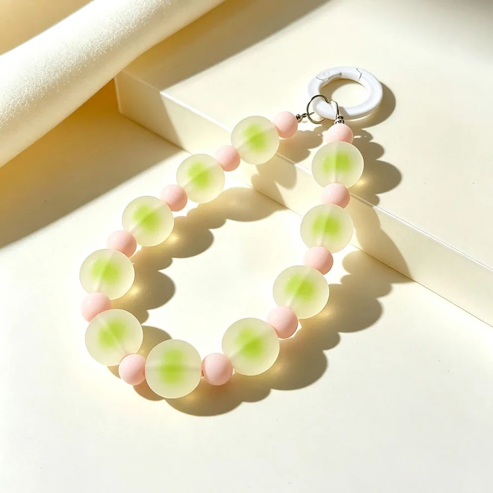 Jelly Colorful Acrylic Beaded Phone Charm Strap Frosted Style Wristlet Lanyard Keychain Pendant for Phone Case Bag Accessories view 5