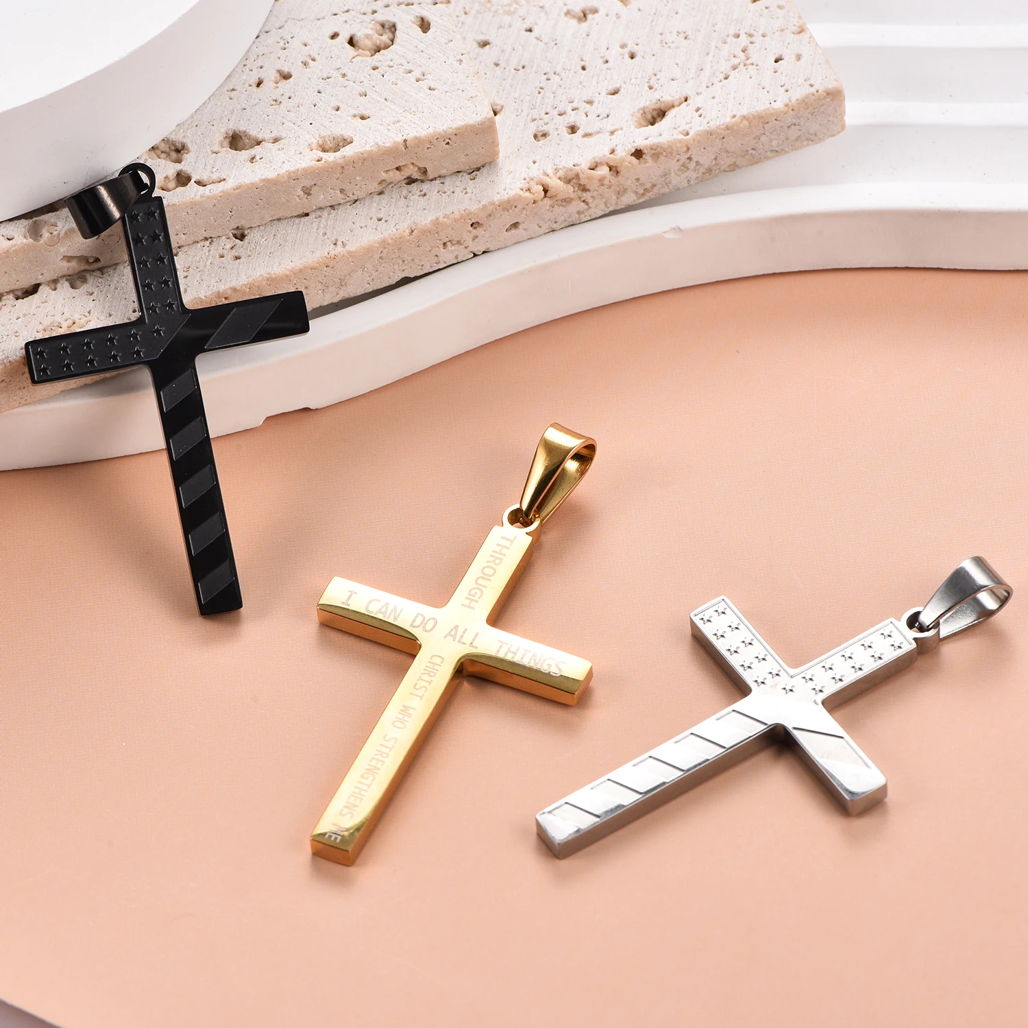 قلادة متقاطعة للنساء والرجال في الولايات المتحدة الأمريكية، لافتة متدلية على شكل نجمة من الفولاذ المقاوم للصدأ باللون الذهبي، مجوهرات يوم الاستقلال الأمريكي #3