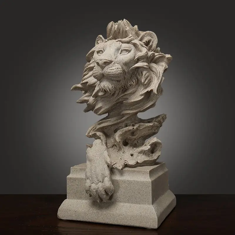 Large Resin Carved Lion Schedule Chinese Study Room Decor High-Grade Room Decoration for Home Office