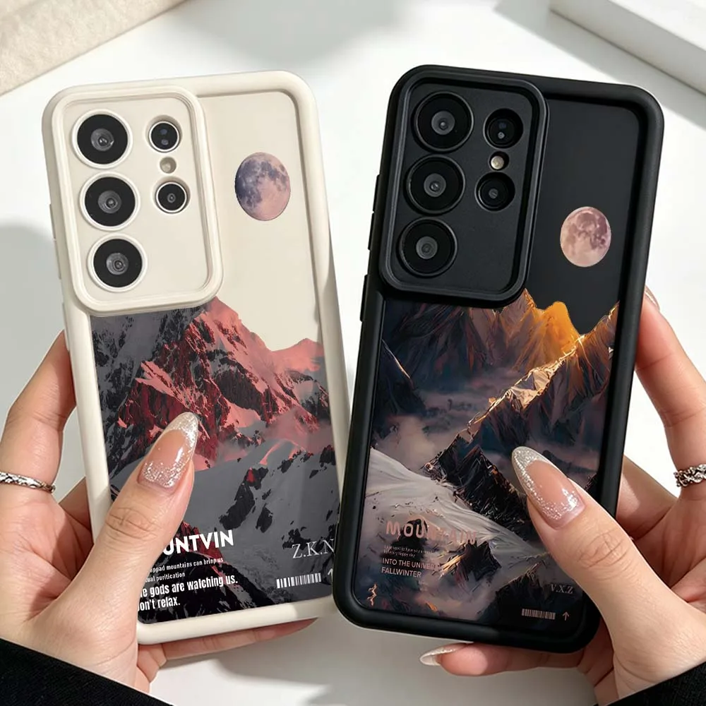 Luxury Snow Mountain Landscape Cover For Samsung Galaxy S26 S25 S24 S23 S22 S21 S20 Ultra Plus FE Eye Ladder Silicone Phone Case