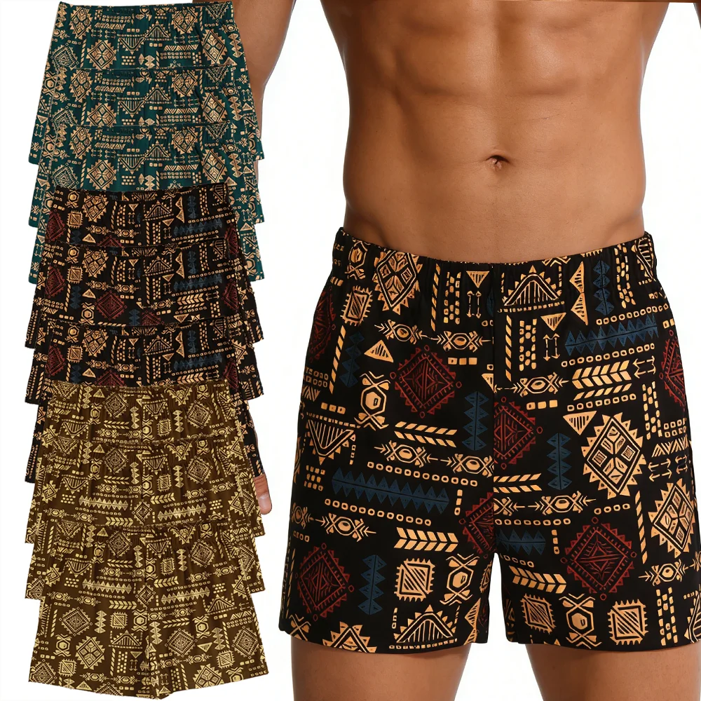 

9Pcs/Set Men's Ethnic Retro Printed Boxer Shorts Fashion Breathable Comfortable Casual Daily Underwear