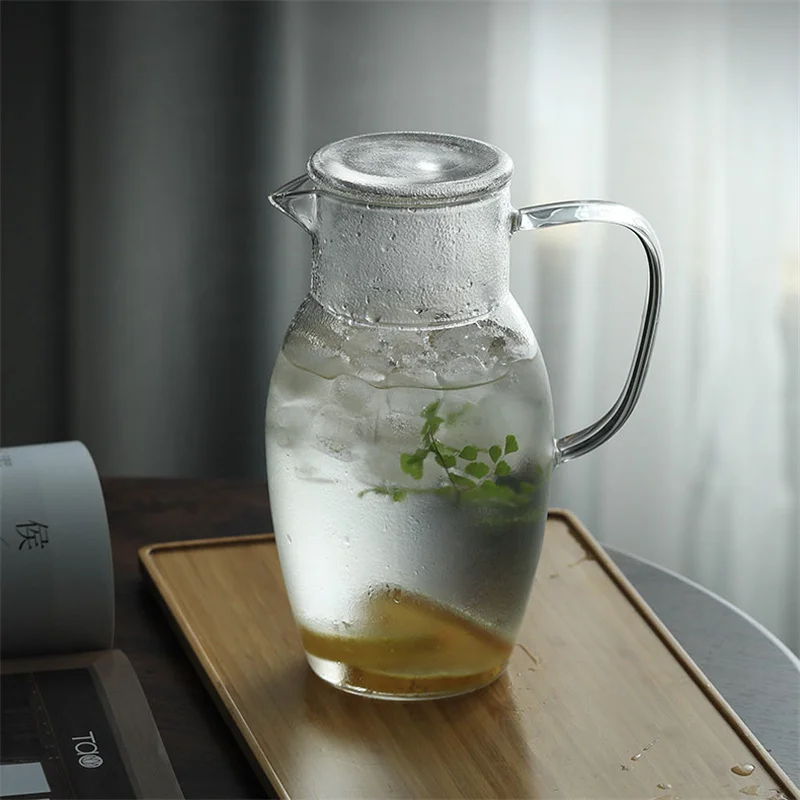 

Japanese Large-capacity Hammer Pattern Glass Cold Kettle Lemon Water Bottle Heat-resistant Glass Juice Drink Jug Home Pitcher