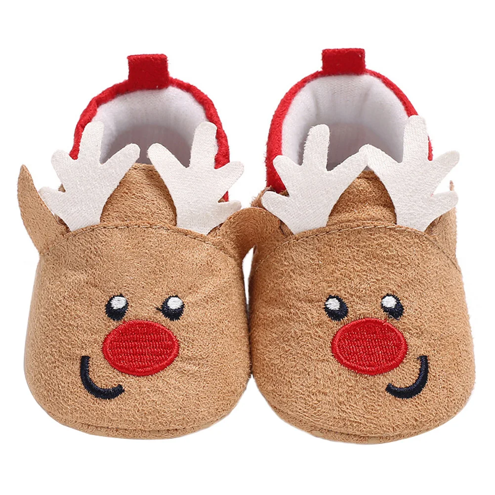 

1Pair Warm Baby Winter Shoes Christmas Elements Design Nonskid Sole Comfortable Cotton Prewalkers Baby Prewalkers