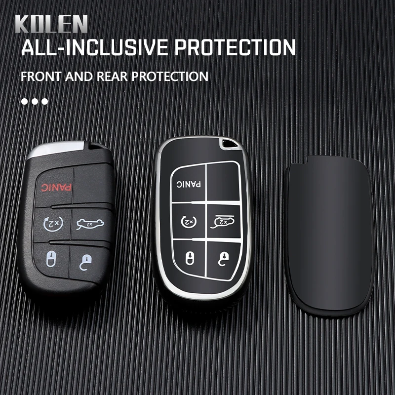 TPU Car Key Case Cover Shell Fob For Jeep Renegade Compass Grand Cherokee Chrysler 300C Wrangler Dodge Ram Charger Challenger view 4