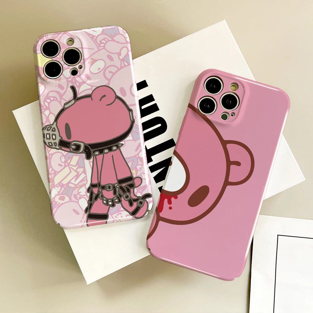 Cartoon Gloomys Bear Phone Case For IPhone 16 15 14 13 12 11 Plus Pro Max Mini Glossy HD Hard Cover Film Shell