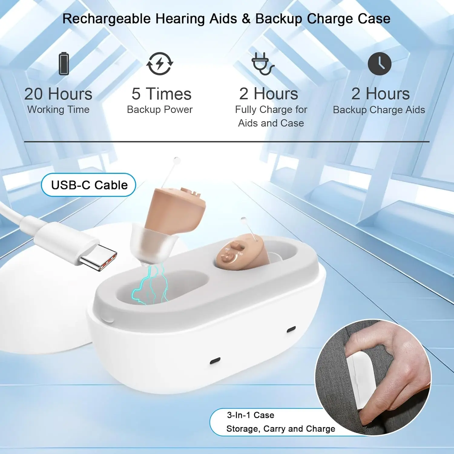 Hearing Aids Rechargeable Digital Hearing Aid For Deafness Elderly High Power Sound Amplifier with Noise Cancelling Audifonos