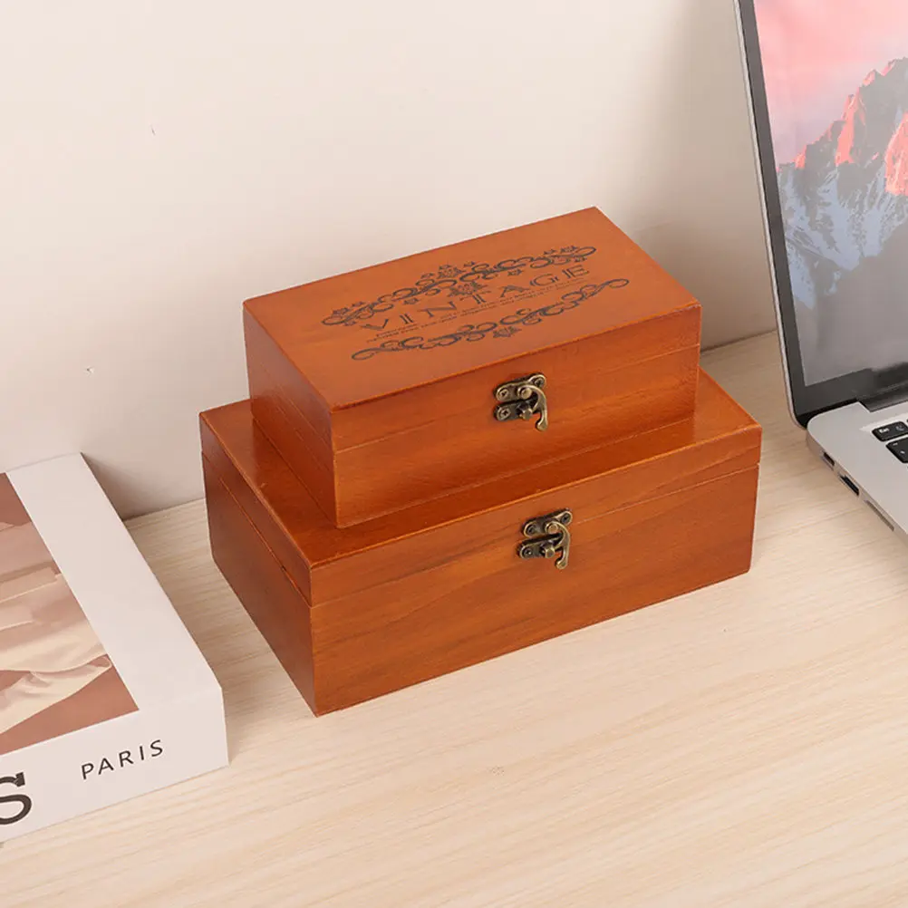 

Premium Wooden Jewelry Storage Box Lidded Craft Keepsake Organizer for Bracelets Pendants Diamonds Sundries Retro Wooden Box