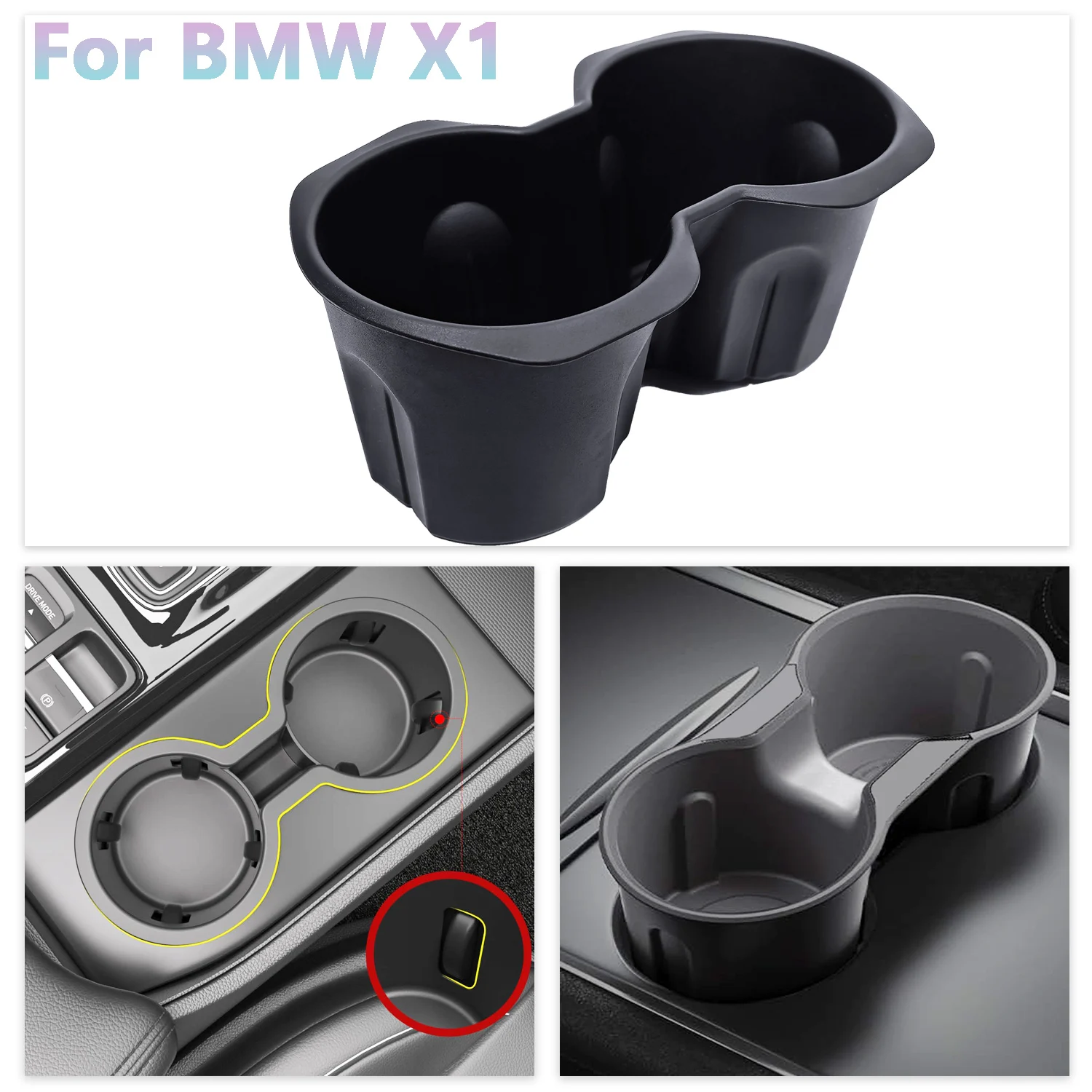 For BMW X1 IX1 2022 2023 BMW X2 IX2 2024 TPE Removable Center Console Cup Holder Anti-Slip Waterproof Cup Holder Car Accessories