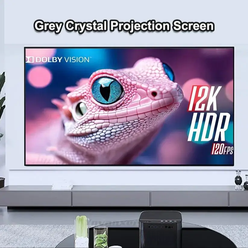 Grey Crystal Projection Screen Fixed Frame 1CM Ultra Narrow Bezel ALR 150 Inch Screen For Long Throw Projector 3D Home Theater