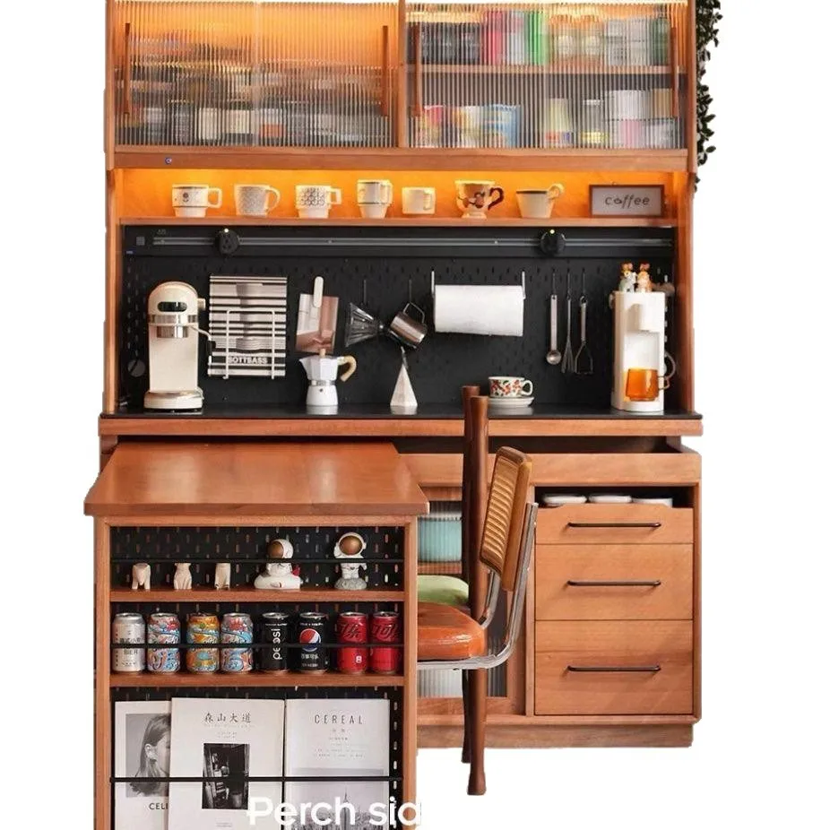 Solid wood  side cabinet  table integrated cherry small apartment can be hidden and embedded in  table
