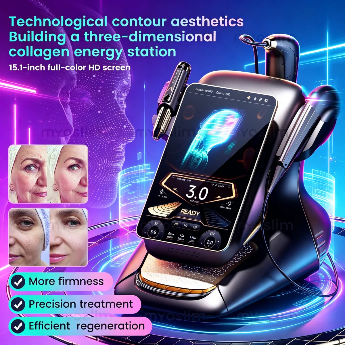 3 in 1 360MAX 25D HiFU Non-Invasive Facial Slimming Anti-Aging Body Firming Contouring Device Beauty Therapy Machine for Home