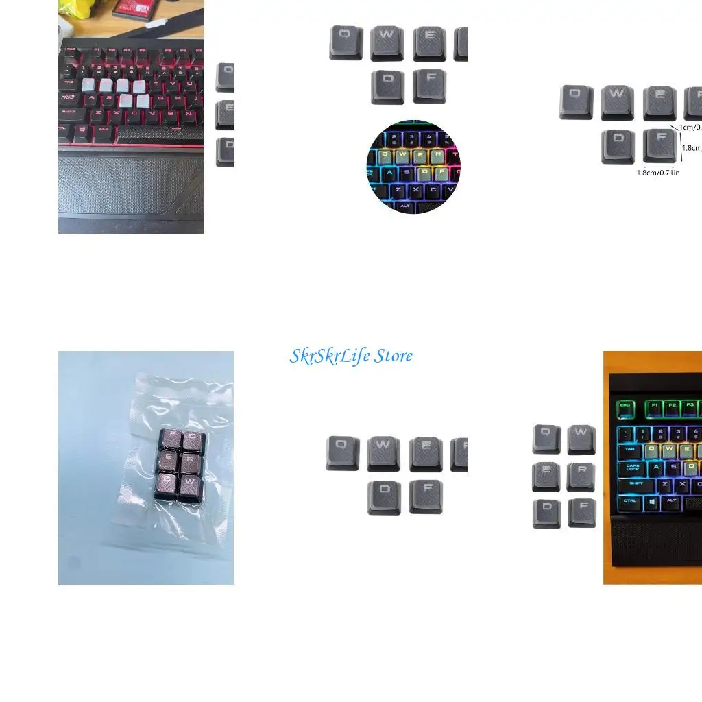 

E65E 6pcs FPS Gaming Keycaps Основные ABS Backlit Backlit Non Slip Cover для K70 K65 K95 RGB Strafe Клавиатура