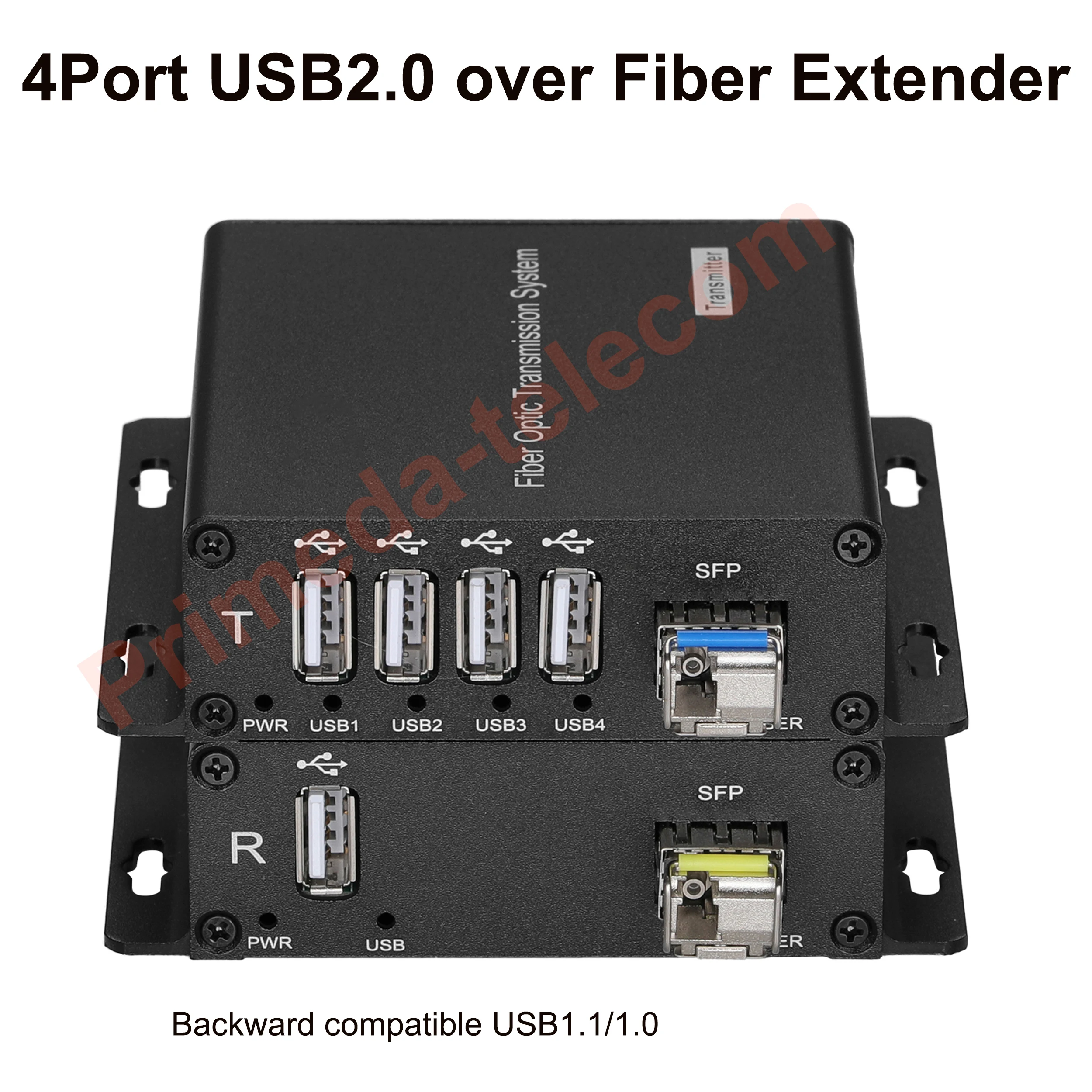 

4 Port USB2.0 over Fiber optic Extender LC Singlemode single Fiber up to 20Km 1.25G SFP Include for USB Remote storage and More