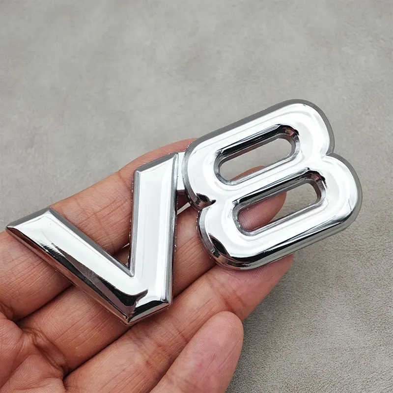ثلاثية الأبعاد معدن كروم أسود V8 لاصق الشعار درابزين الجانب شعار السيارات الخلفي الجذع شارة لسيارة دراجة نارية SUV الملحقات
