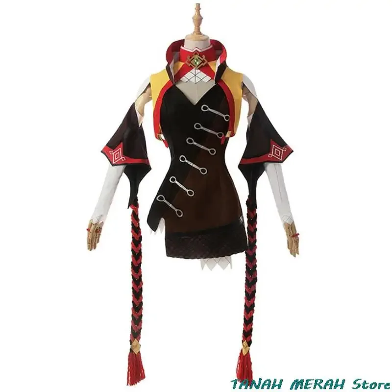 

asdh8@Xinyan Cosplay Costume Anime Game Genshin Impact Liyue Adult  sexy Woman Top Dress Halloween Carnival Party Loli Suit Wig