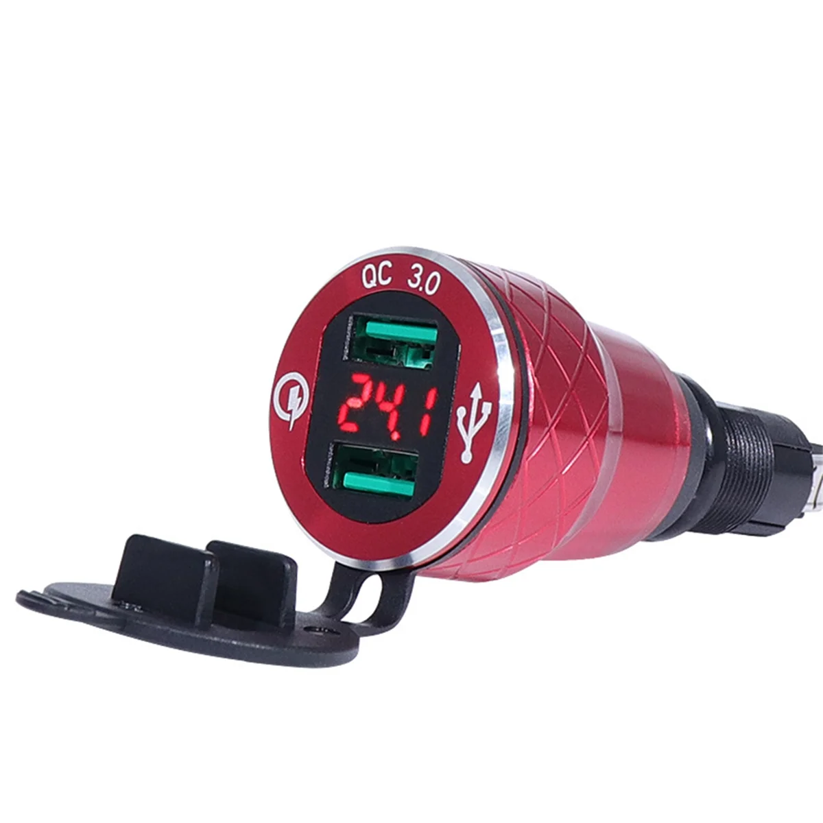 

Motorcycle Dual USB Charger DIN Socket for for F800GS F650GS F750GS R1200GS R1250GS Red EU Plug-BCBW