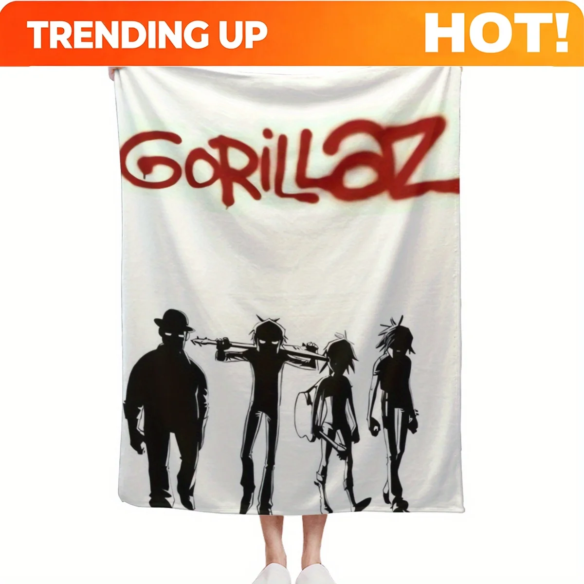 Customize ZLIENSZUS Gorillaz Flannel Blanket, Soft & Warm All-Season Throw with Vibrant Gorillaz Band Graphic Print, Durable Mac