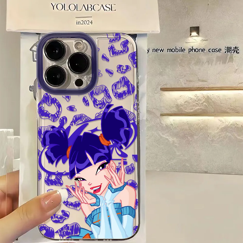 حافظة هاتف ساخنة للفتيات W-Winx Clubs iPhone 17 16 16e 15 14 13 12 11 Mini Pro Max X XR XSMax 7 8 Air Plus غطاء خلفي شفاف