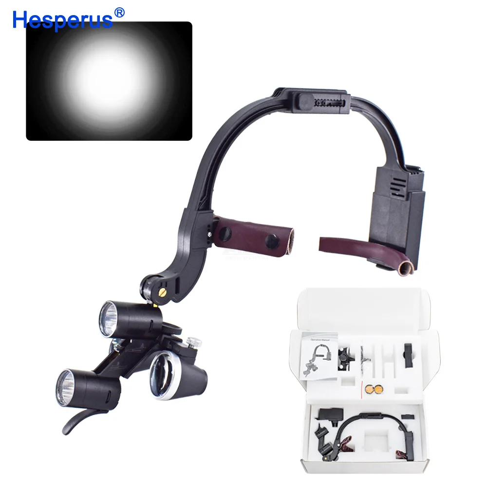 

Den tal LED Head Light Lamp 2.5X 3.5X Dentisit Surgical Headlight Magnification Binocular Loupes For Lab Equipment