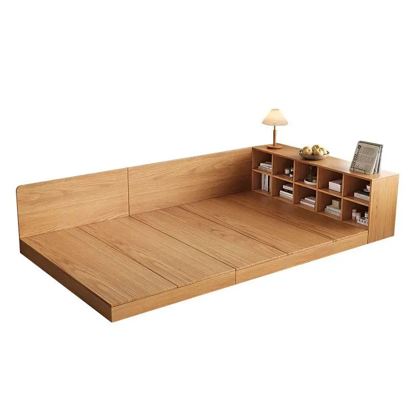 Floor bed log wind bed board bed frame  solid wood ecological board tatami floor cabinet integrated