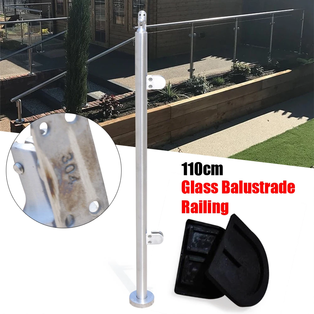 Poste de corrimão de aço inoxidável, 110cm43,3 polegadas de altura, poste de corrimão, escadas, portas, piscina, segurança interna e externa