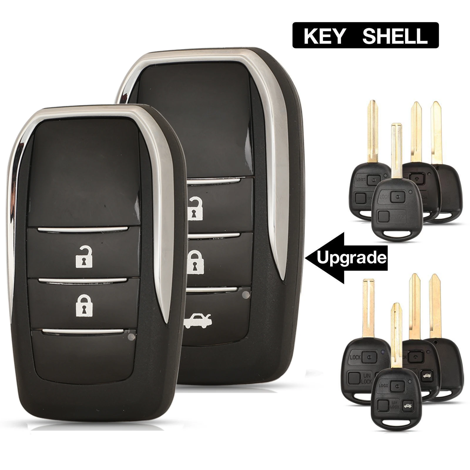 

jingyuqin 2/3 BTN Remote Smart Car Key Shell Cover For Toyota Yaris Carina Corolla Avensis With TOY43/TOY47/TOY48 Blade Replace