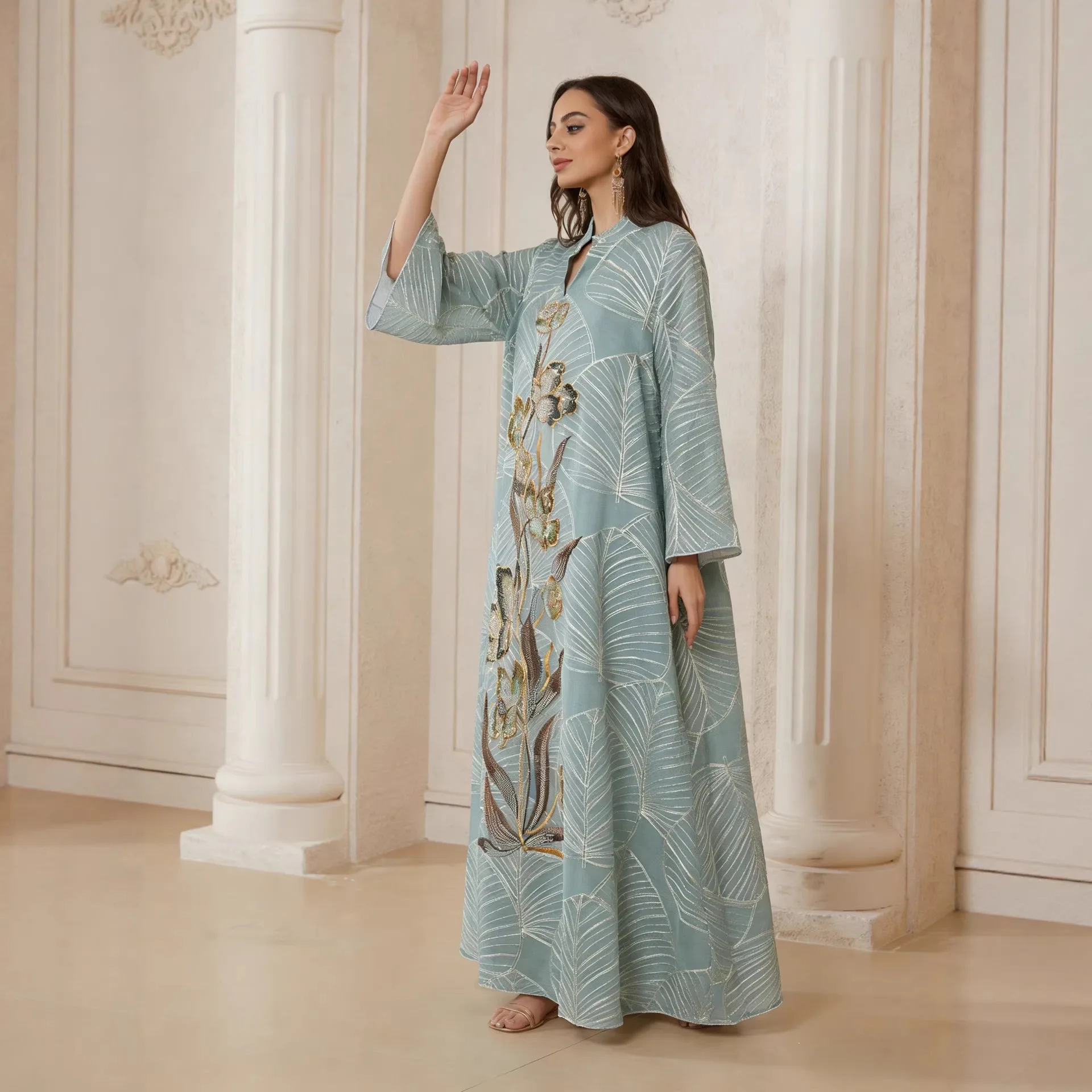 Dubai Mesh Embroidery Women Dress Abaya Islam Party Dresses Muslim Jalabiya Ramadan Vestidos Largos Arab Long Robe Morocco 2026 5