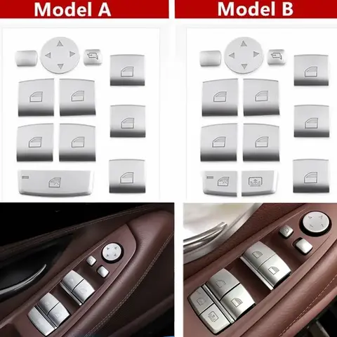 크롬 문짝 창문 제어 유리 리프터 스위치 단추 커버 트림 데칼 스티커, BMW F10 F11 F30 F31 F34 F36 F20 F21 F48 용