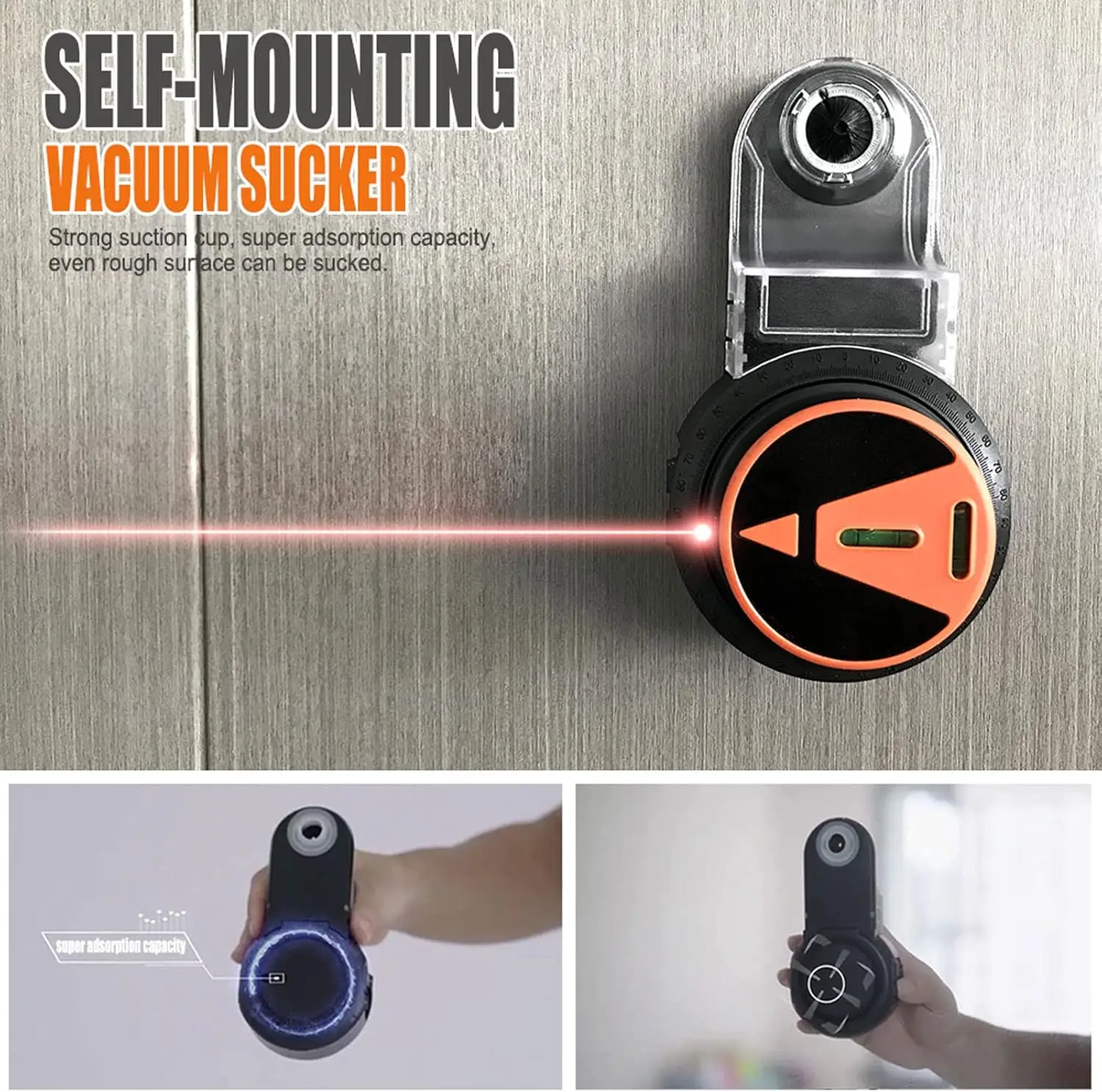 

Сборщик буровой пыли 2 в 1, лазерный уровень 360 ° Вращающийся пылесборник для сверления, электрическая самомонтирующаяся вакуумная присоска для сверления