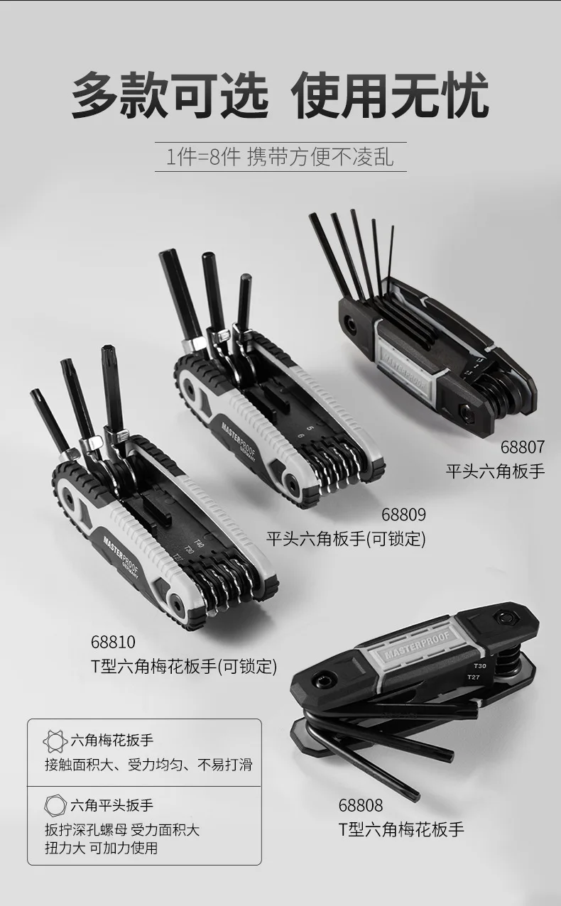 Imagem -02 - Folding Hex Wrench Ferramenta de Mão Conjunto Portátil com Chave de Fenda Hexagonal Metal Metric Allen Wrench Chaveiros