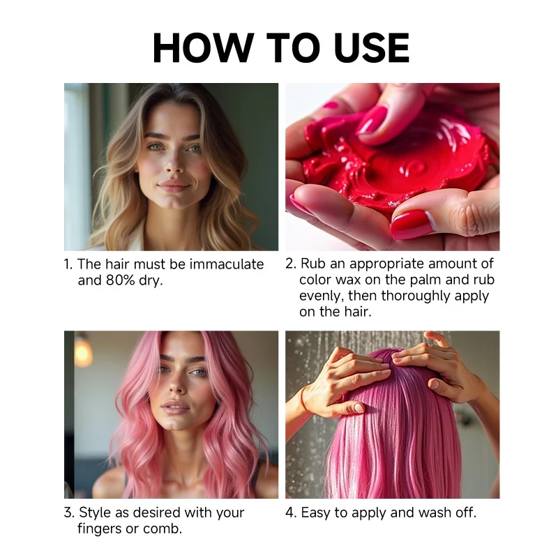 Hairs Dyed Mud Hair Colour Wax Easy To Wash Hair Styling Paste Dye for Eyebrow Beards Coloring Temporary Hair Color Style Cream view 4