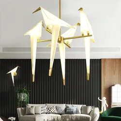 Modern Paper Bird Chandelier Origami Perch Light for Home Decor Designer Bird Hanging Pendant Lamp Indoor Wall Lighting