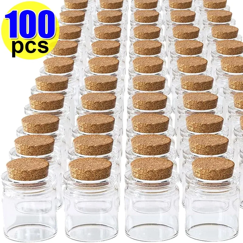 Mini Glass Bottles with Wood Cork Stoppers DIY Message Wishing Bottle Spice Storage Bottle Jars for Birthday Wedding Party Decor