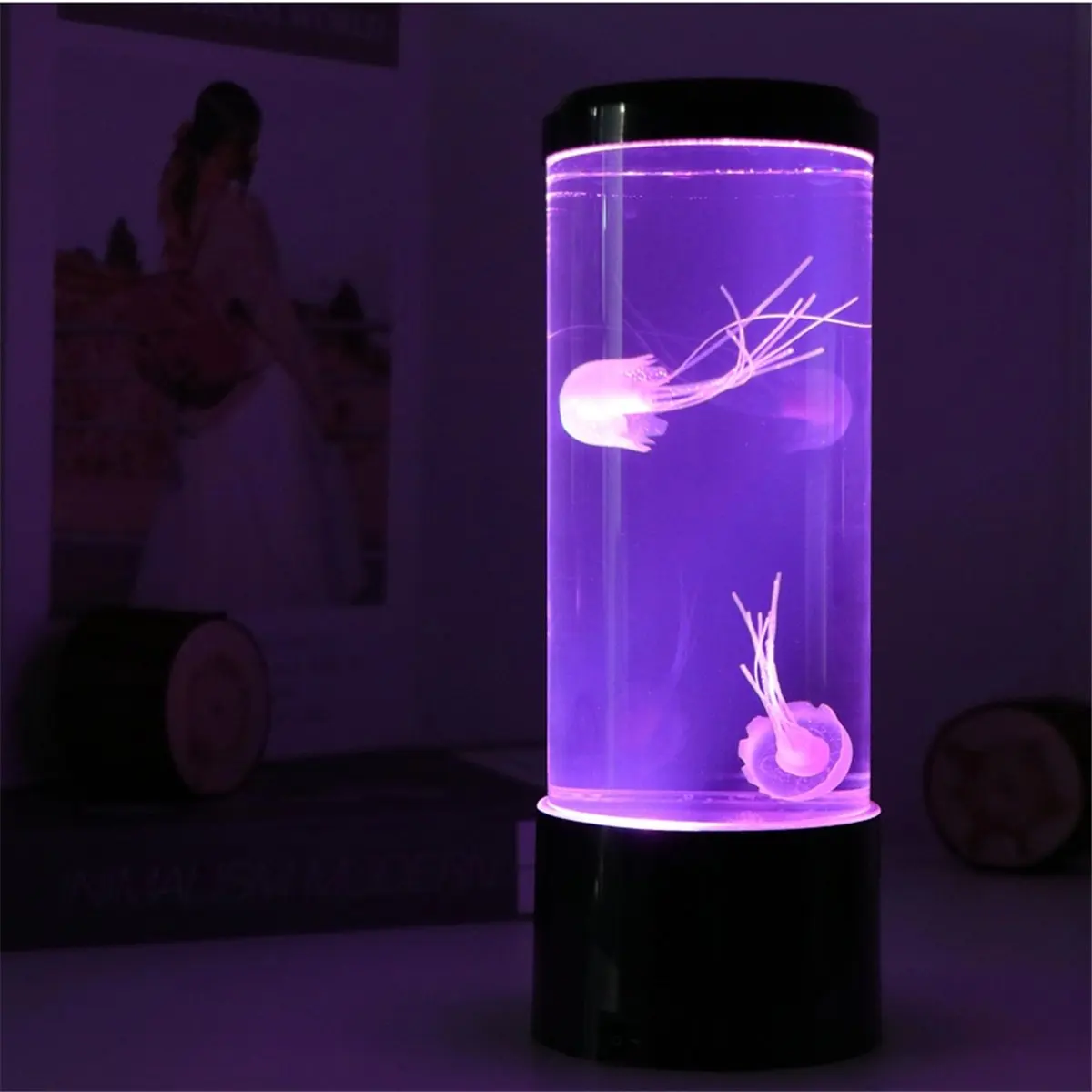 (AA49) LED Jellyfish Night Light USB Powered Colorful Lighting Modes for Home Office Desktop Decorative Gifts