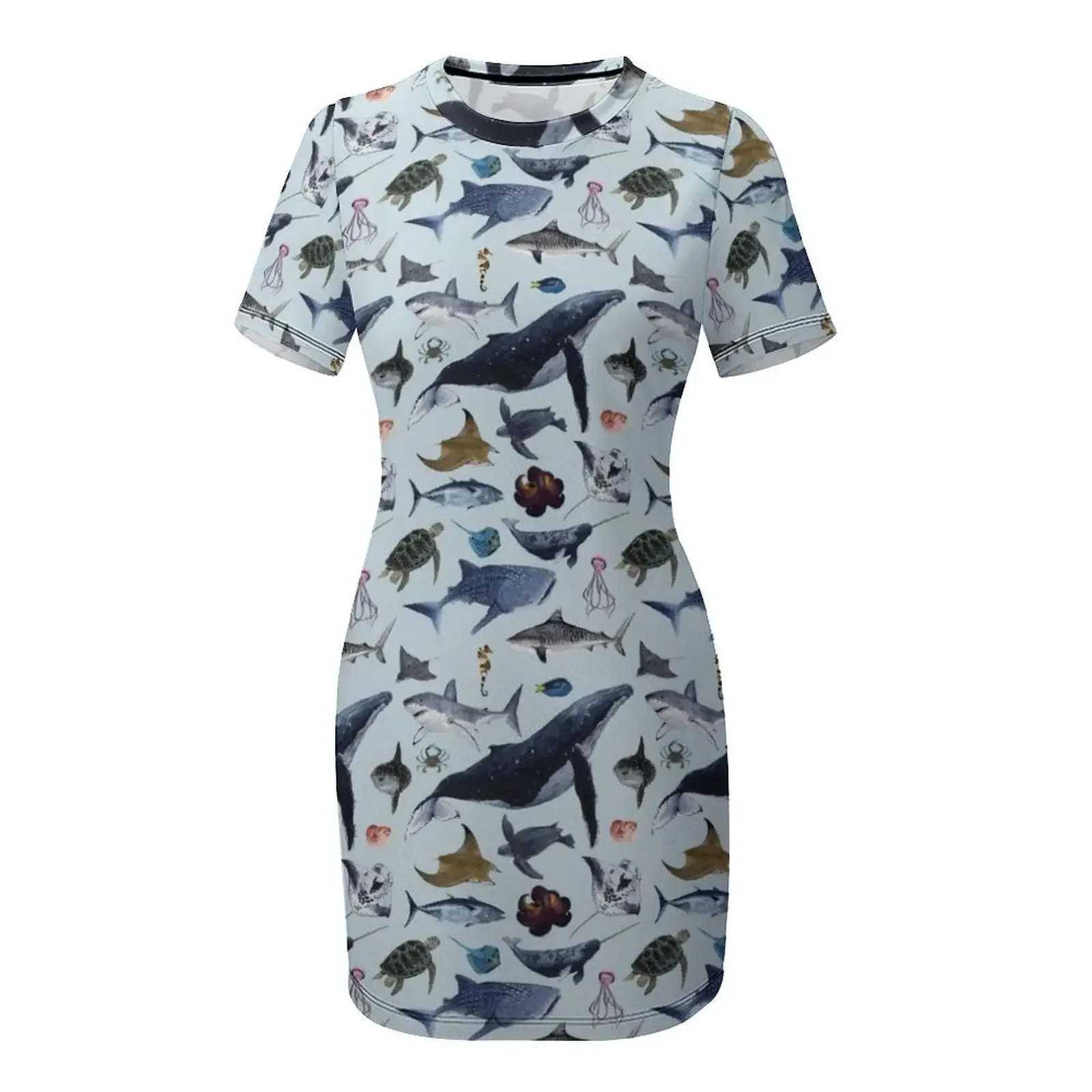 ชุดเดรสแขนสั้นลายสัตว์ทะเล ดีไซน์หรูหราทันสมัย เหมาะสำหรับงานแต่งงาน งานราตรี งานพรอม และงานอื่นๆ สำหรับผู้หญิง