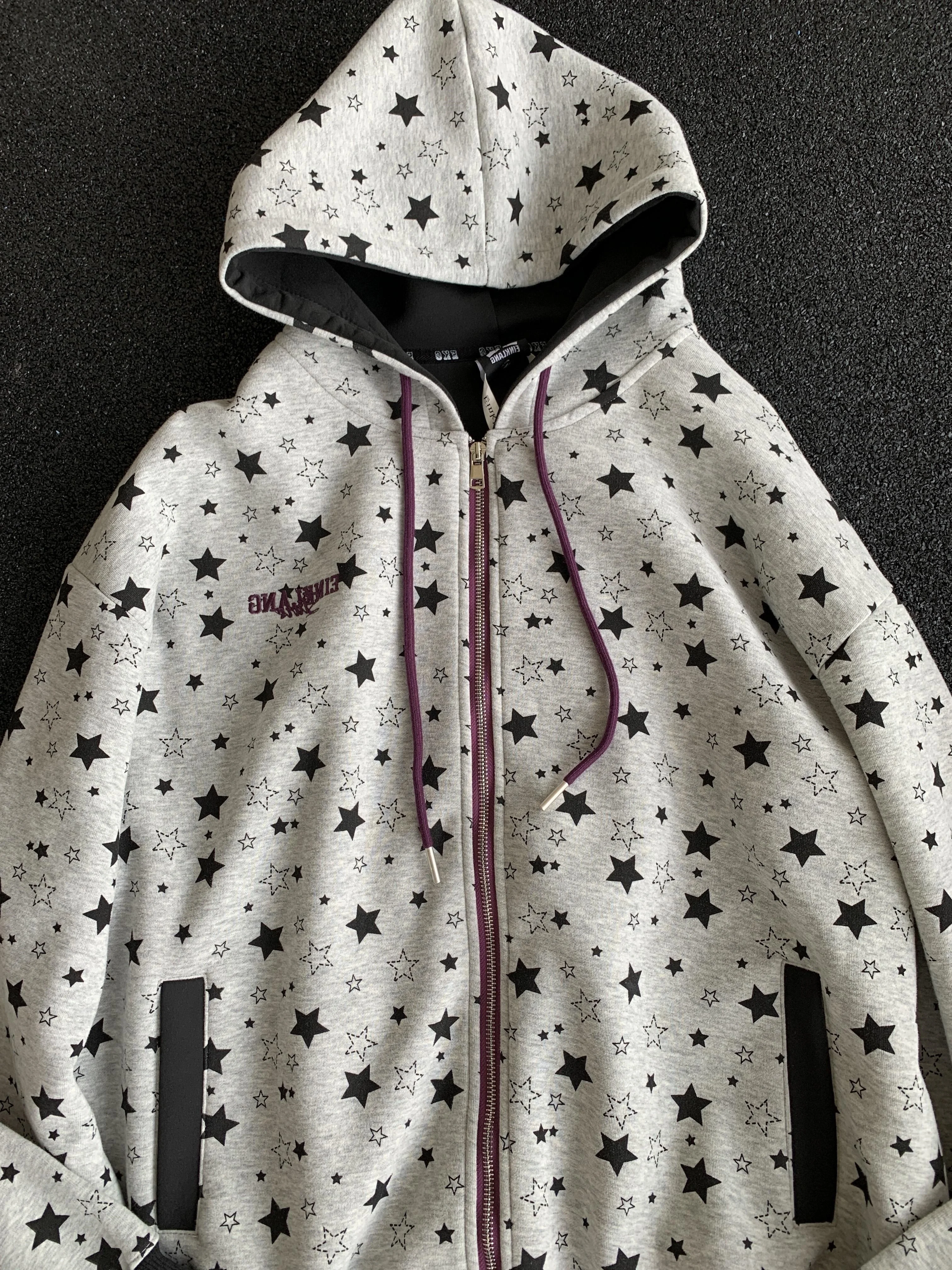 Amerikaanse stijl retro sterrenprint sweatshirt met capuchon heren dames herfst losse casual rits vest high street lange mouwen jas