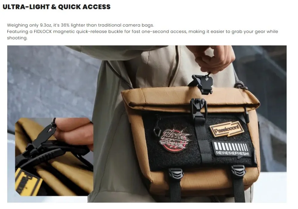 Torba na ramię/przez ramię VSGO Black Snipe Urban Camera Sling 3L, przenośna torba na obiektyw do użytku na zewnątrz VB016/VB017 — zdjęcie produktu 2