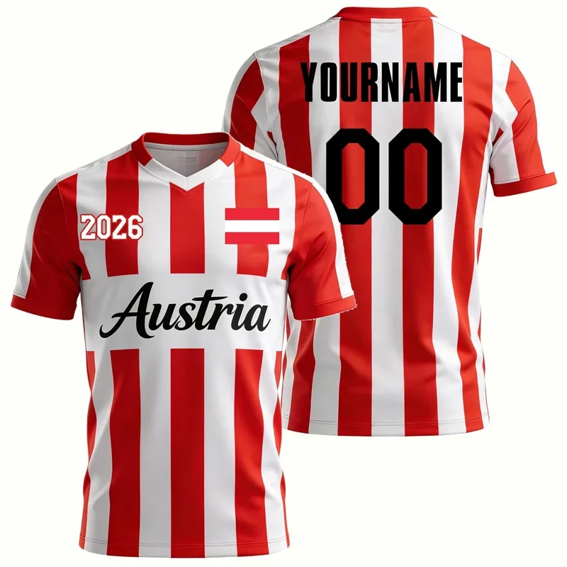 2026 New Germany Austria Belgium Flag Football T-Shirt Custom Name Number Printed Casual Oversized Short Sleeve T-Shirts